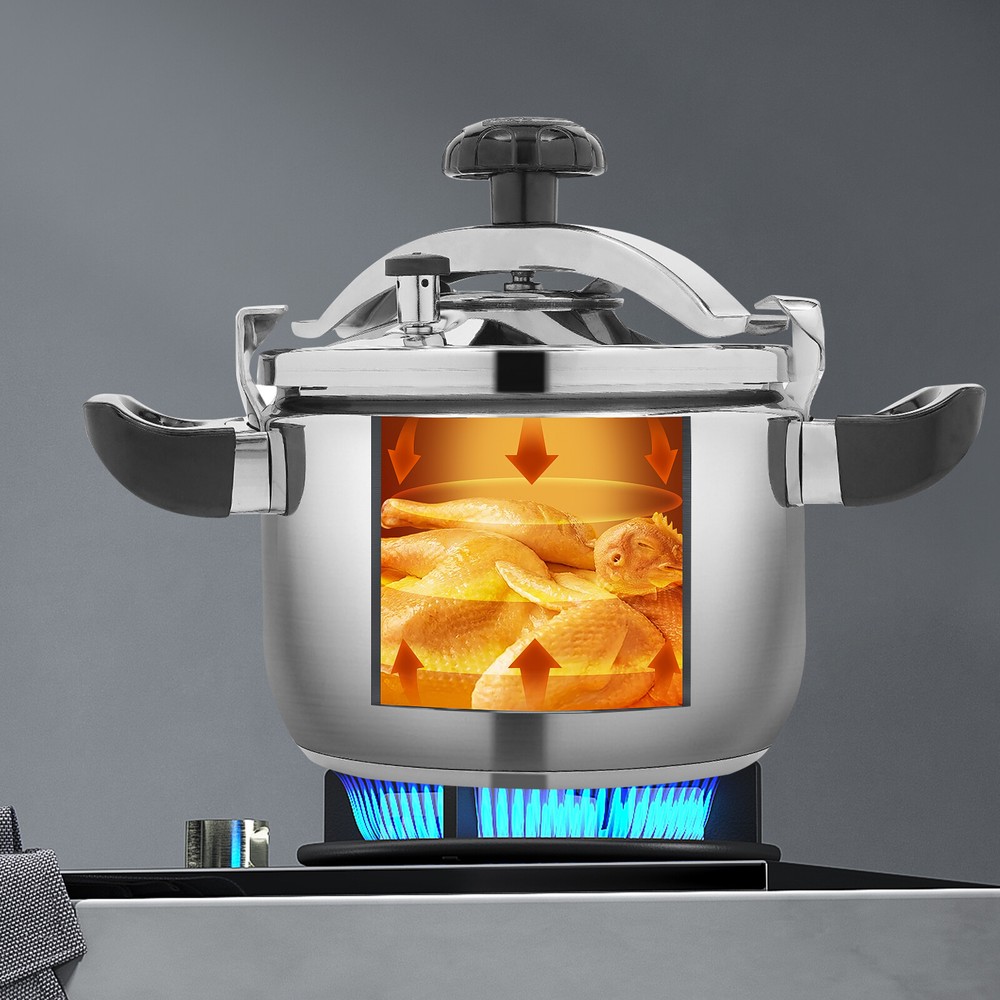 5L Pressure Canner Cooker Stainless Steel Pressure Pot Kitchen Cookware 60kpa