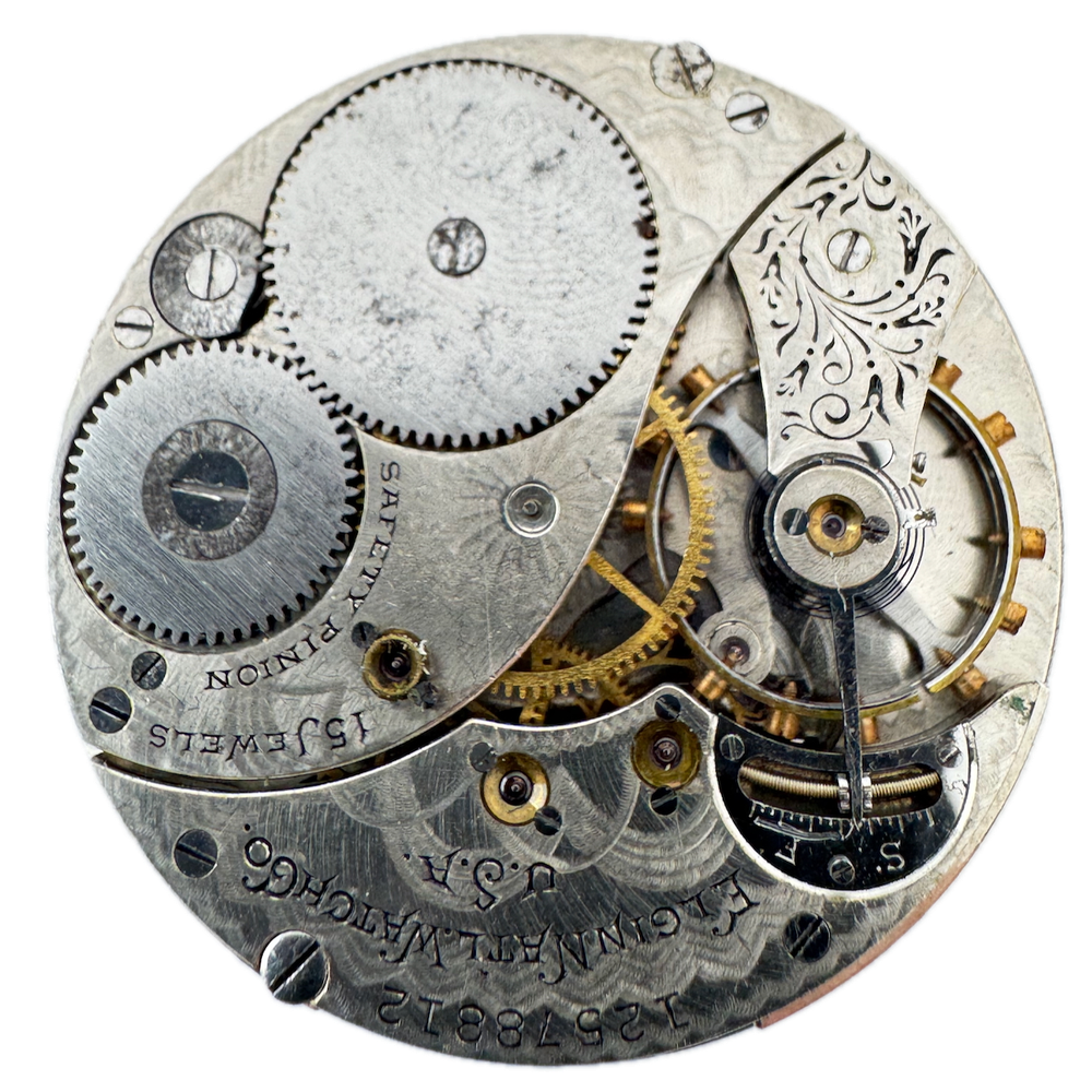 Antique 1907 Elgin 15 Jewel 12s Hunter Pocket Watch Movement 314 USA