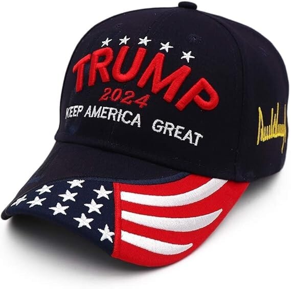 Trump Hat Donald Trump 2024 MAGA Hat Trump Merchandise Embroidery Blue