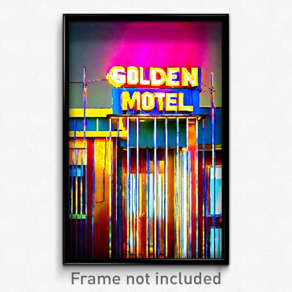 8-Bit Golden Motel Pixel Art Psychedelic Poster