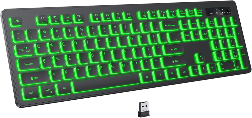 Backlit Wireless Keyboard 2.4G Silent Full Size with LED Lighting