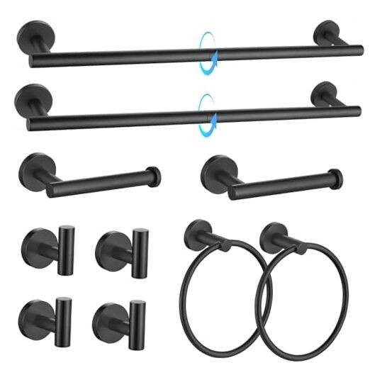 Premium 10-Piece Matte Black Bathroom Hardware Accessories Set