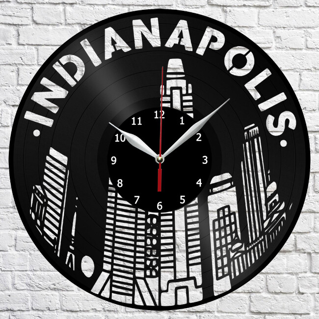 Indianapolis Vinyl Record Wall Clock Home Fan Art Decor 12'' 30 cm 4540