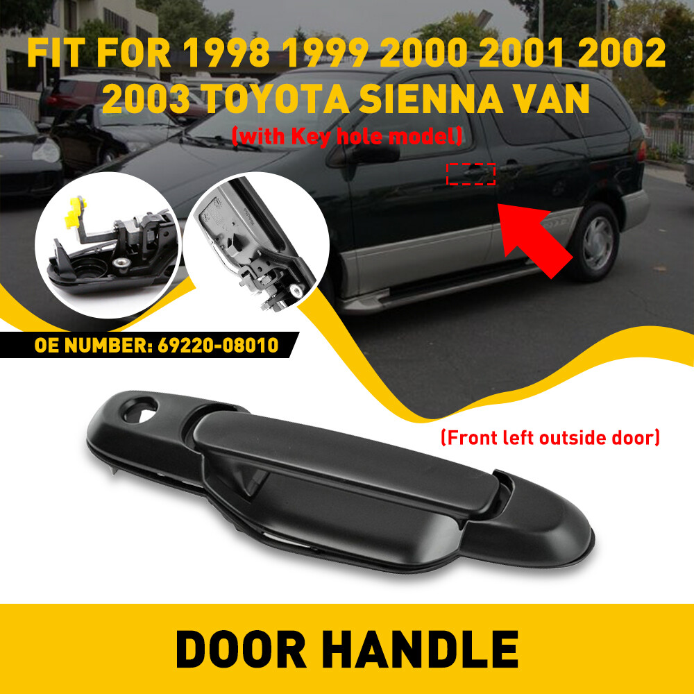 Door Handle Door Sliding Front Left Driver for Side 1998-03 Toyota Sienna Black