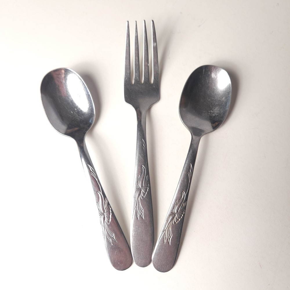 Fork Spoon Utica Cut Co Stainless U.S.A. 3 Pieces