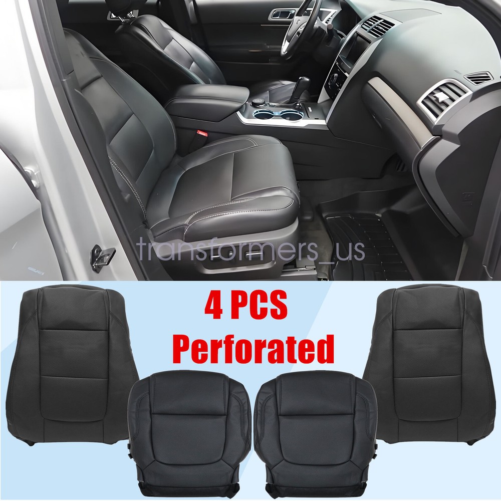 For 2011-2015 Ford Explorer XLT Driver & Passenger Perforated Leather Seat Cover