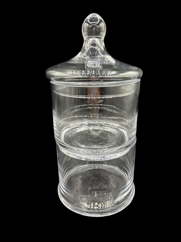 Vintage Stackable Glass Apothecary Candy Dish with Lid