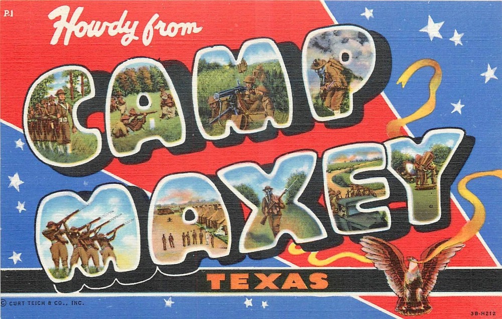 1940s Military Base Camp Maxey Texas Large letters multi Postcard 25-2678