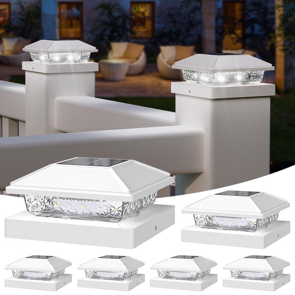 Solar Post Lights Outdoor Waterproof Cool White Fence Lighting