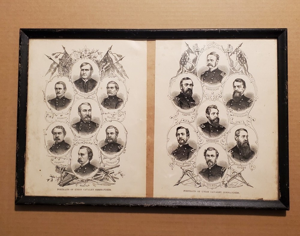 Civil War Union Cavalry Commanders Framed Print Featuring Custer 1880s
