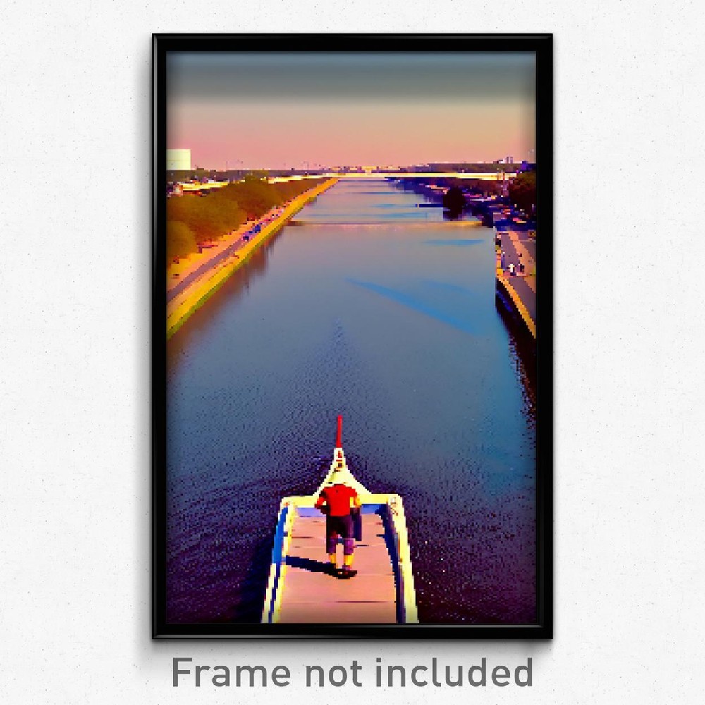 Pixel Art Poster - Accurate Waterway (8 Bit Psychedelic Trippy Video Game Print)