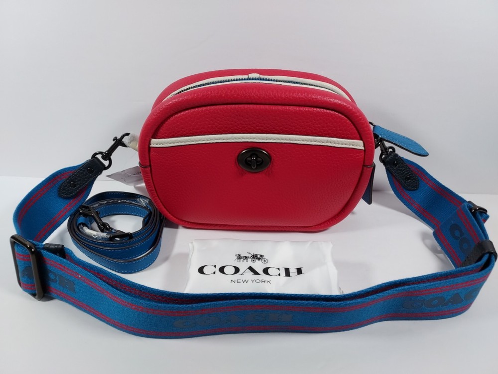 Coach C6833 Colorblocked Red Leather Camera Crossbody Bag NWT