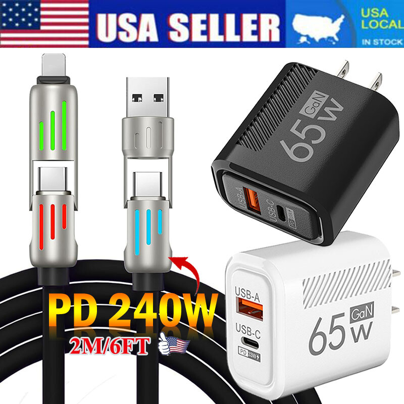 240W 4-in-1 USB-C Cable, USB C Cable 2m, Multi USB Charging Data Cables USA