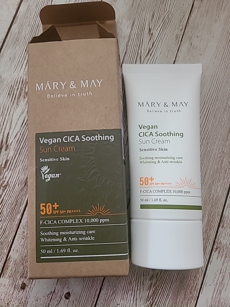 Mary & May Cica Soothing Sun Cream SPF50+ PA++++ 50ml Hydrating Moisturizing Sunscreen