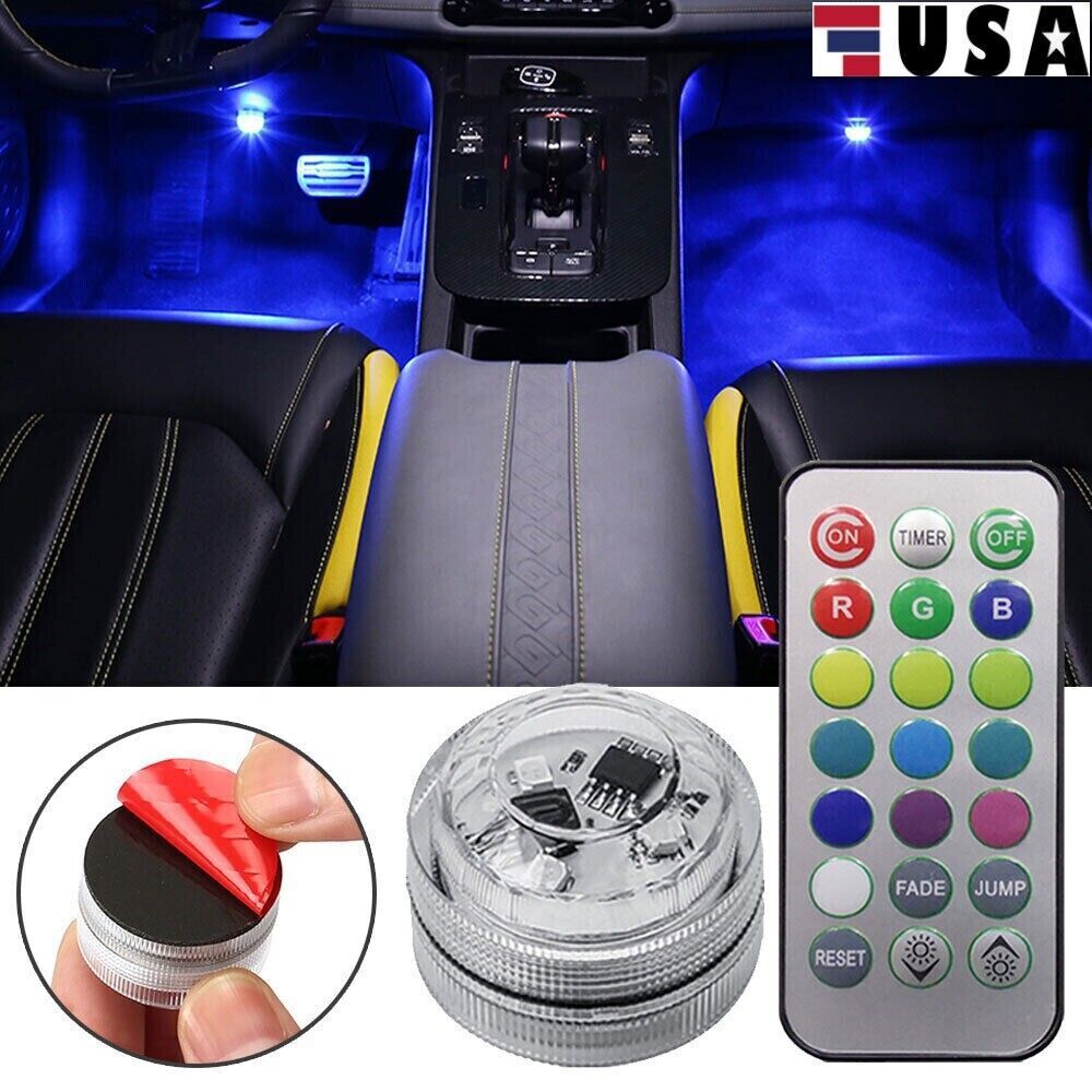 7 Colors Wireless LED Car Interior Ambient Light Remote Control Atmosphere Lamp