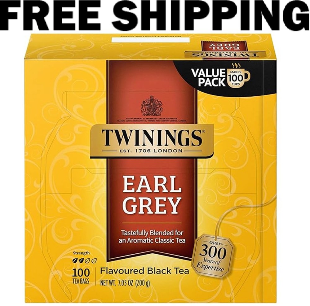 Twinings of London Earl Grey Black Tea Bags, 100 Count (Pack of 1)