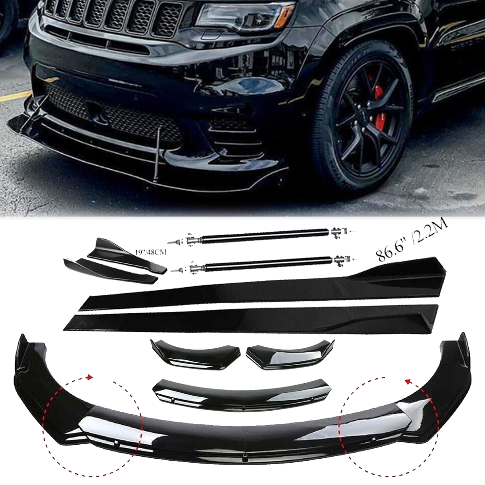 Jeep Compass 2007-2023 Front Bumper Lip Spoiler Splitter & Side Skirt Body Kit  