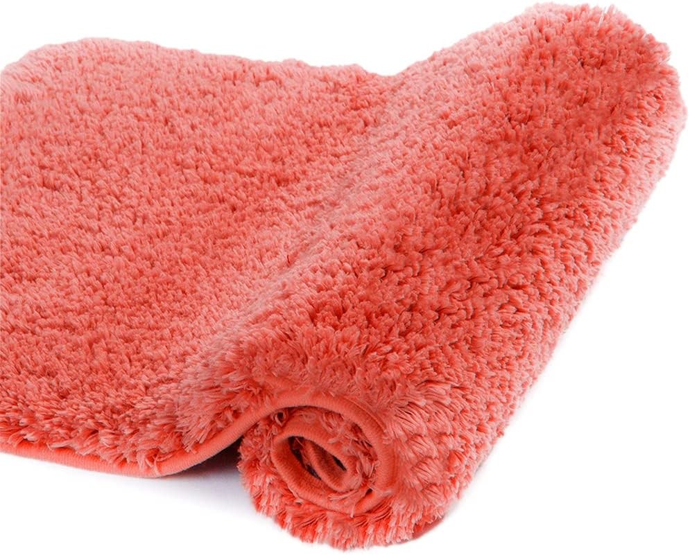 Non Slip Walensee Bath Mat 16x24 Inches Living Coral Rectangular