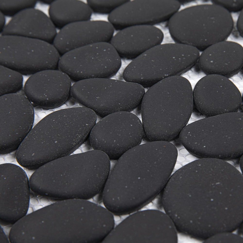 Pebble Tile for Shower Floor, Black Oval, 5 Sheets, Pebble Mosiac Backsplash ...