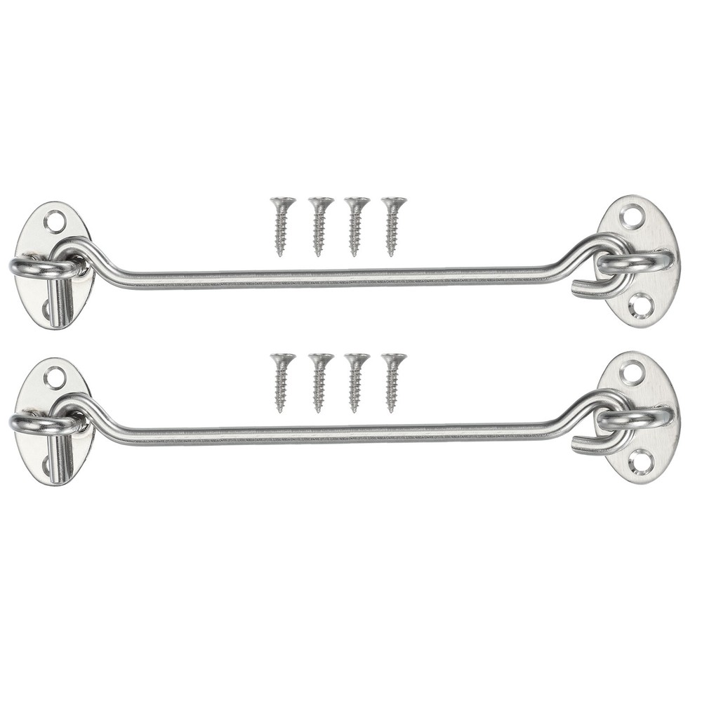 2 Set Hook and Eye Latch Barn Door Lock Gate Latch 6