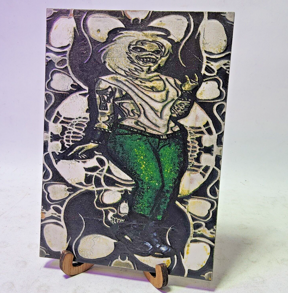 Laser engraved girl wearing eddie mask iron maiden digital mdf art print 5x7