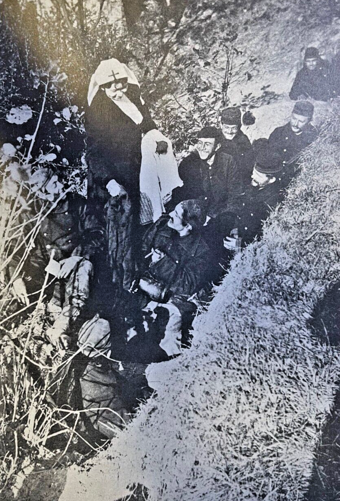 1914 Illustration Red Cross Nurse in Trenches Near Nieuport Belgium World War I