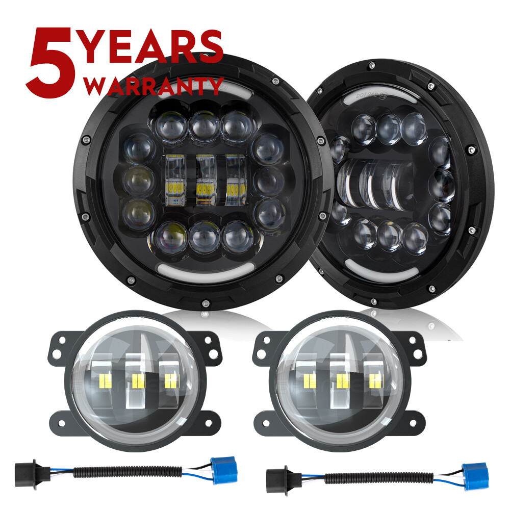 7-inch LED Hi-Lo DRL Headlights & 4-inch Fog Lights for Freightliner Century Class