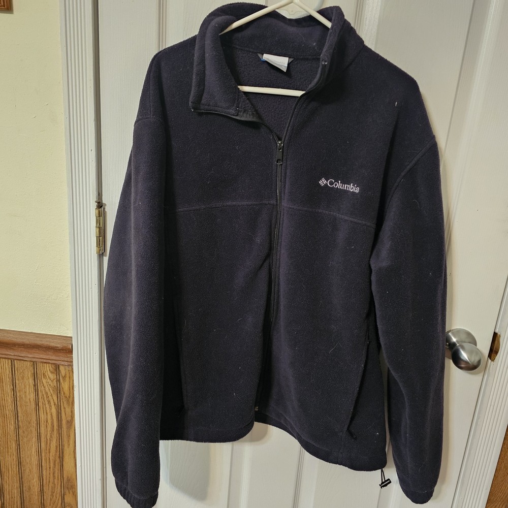 Columbia Jacket Men's XL  Black Fleece   Full Zip Pockets Classic Outdoors Hikin