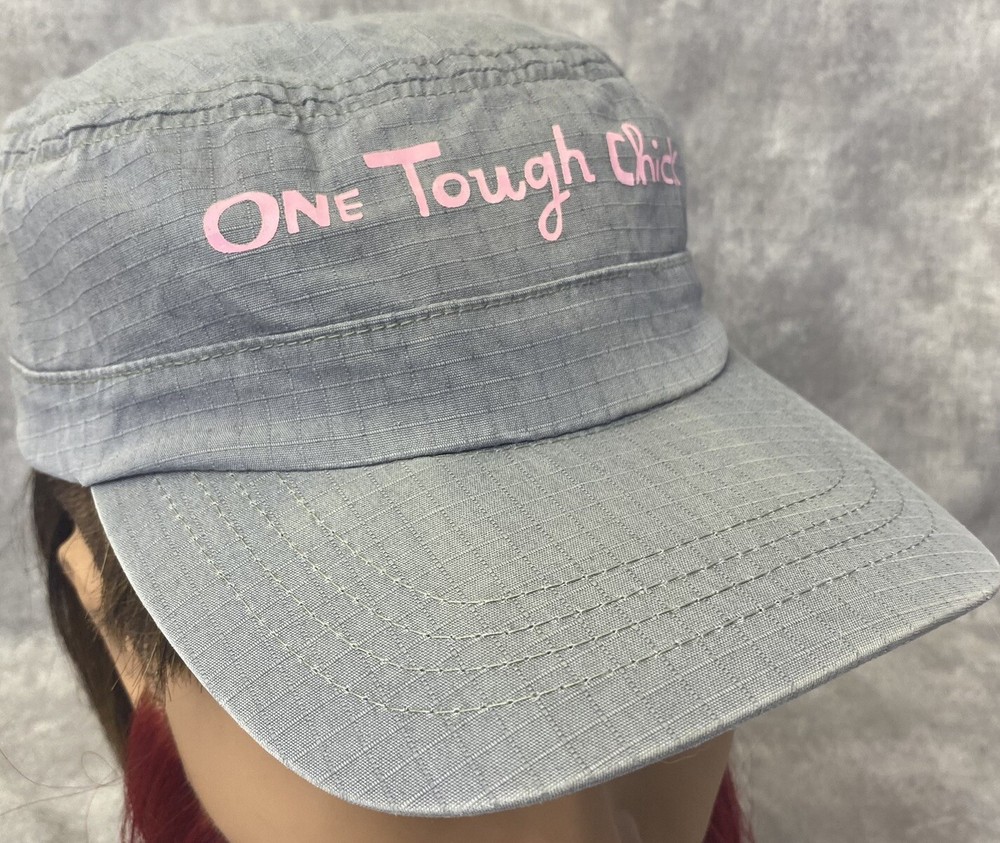 One Tough Chick Gray Hat Cap Adjustable Lightweight Womens Cadet Style