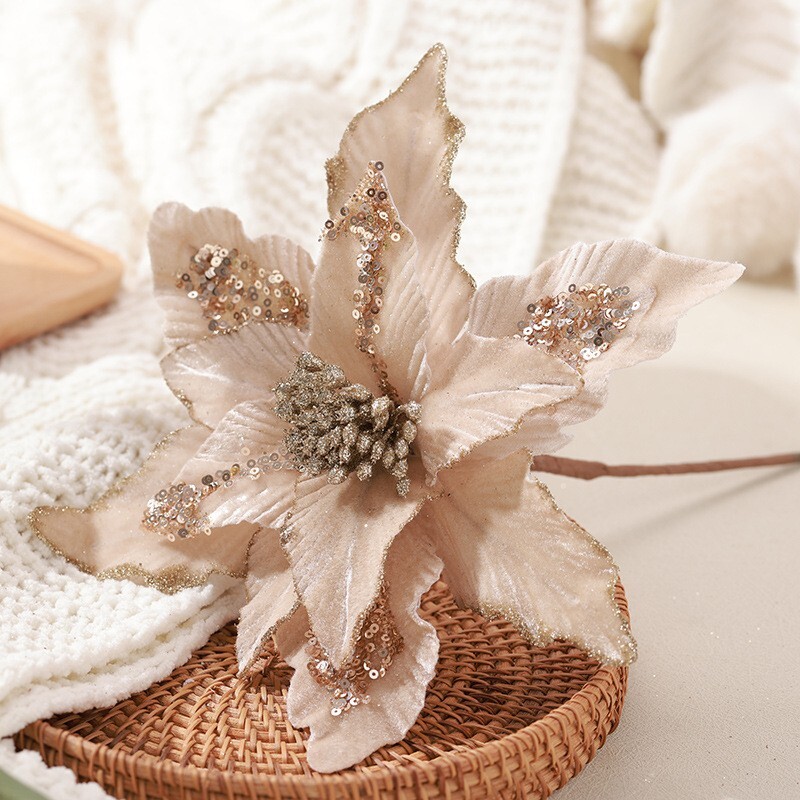 Vibrant Artificial Christmas Cloth Flowers Premium Cloth Material Easy to Use