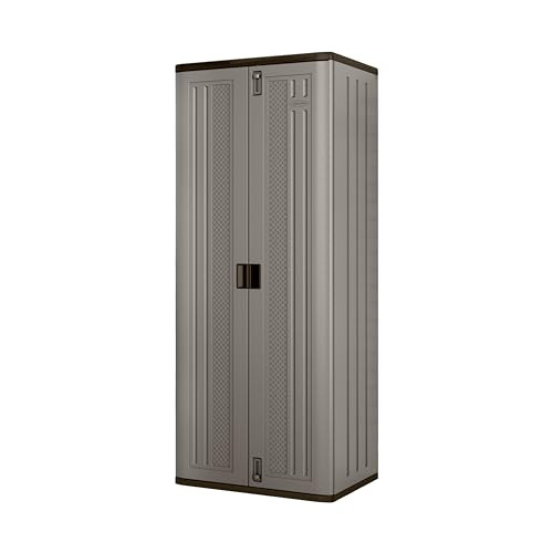 Suncast Tall 72-Inch Platinum Resin Storage Cabinet with Durable Double-Wall ...