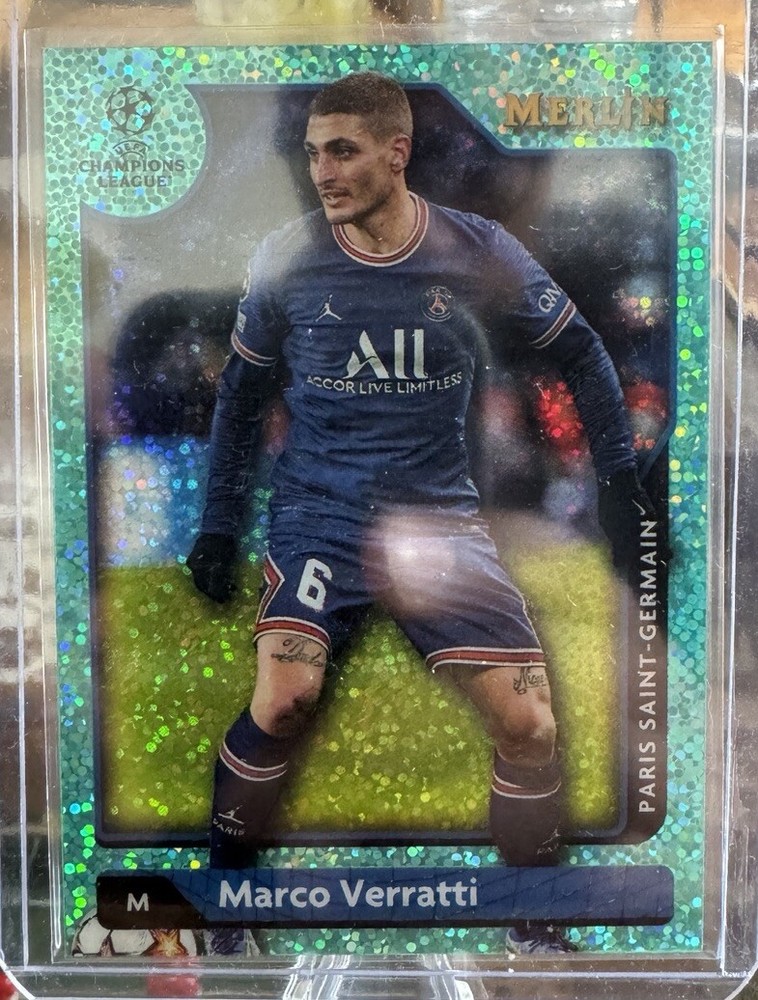 2021-22 Topps Merlin Collection UCL - Aqua Prism Refractor #88 Marco Verratti