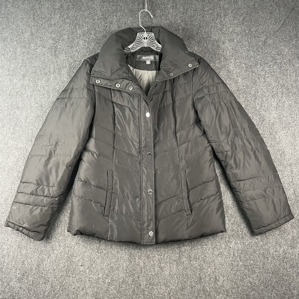 Kenneth Cole Reaction Jacket Women's Small Black Down Feather Coat Full Zip-image