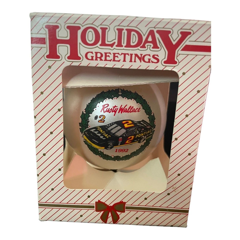 Rusty Wallace 1992 Ornaments Unlimited Christmas Ball Glass Car And Portrait