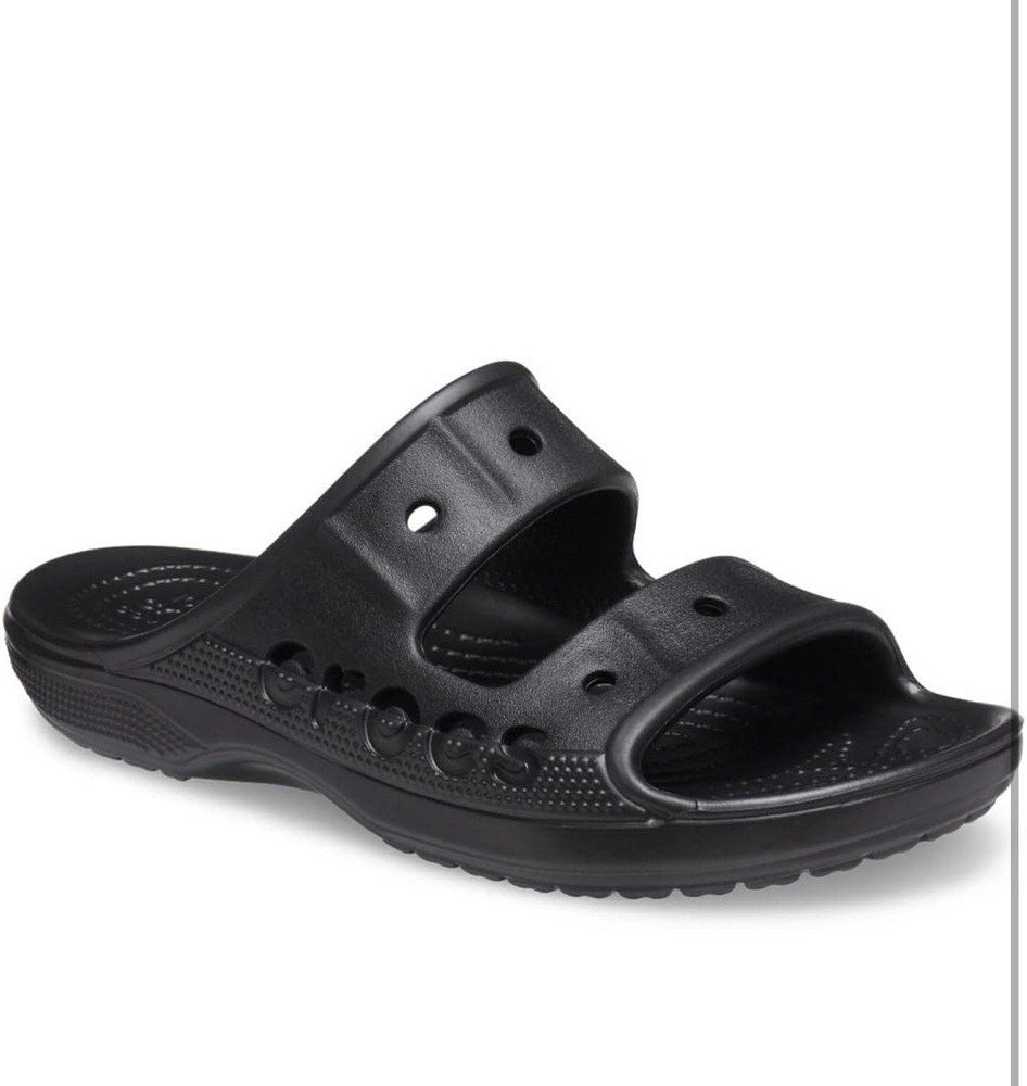 Crocs Sandals Unisex Size Us M6/W8 Black Baya Slide.