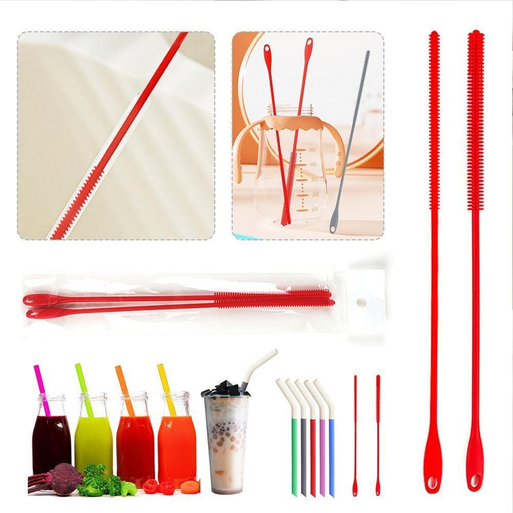 Silicone Straw Brushes Extra Long Straw Cleaning Brush Reusable Drinking` U1S1