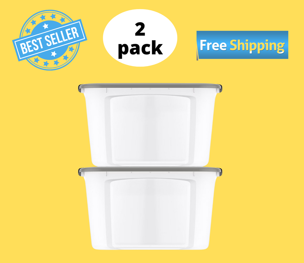 Bella Storage Solution 20-Gal. Tote with Locking Lid, 2 pk. Clear (NoShipTo CA)