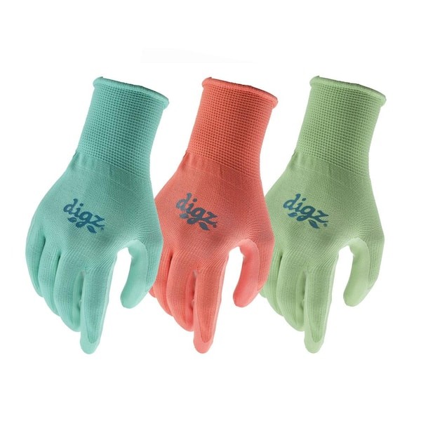 Women's Large Nitrile Coated Work Gloves 3-Pack Durable Grip