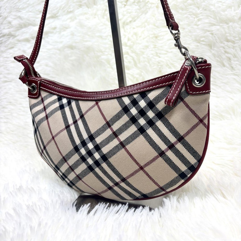 Burberry Blue Label Nova check Bag Accessory Pouch Purse Beige Red  Authentic