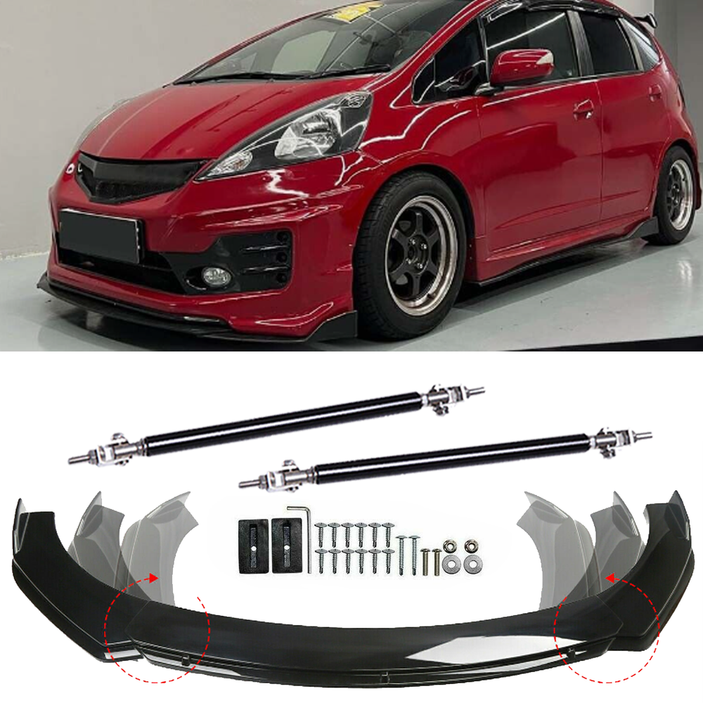 For Honda Fit Jazz Front Bumper Lip+Part Accessories Splitter Spoiler Body