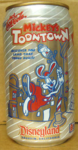 DIET CAFFEINE FREE COCA-COLA MICKEY'S TOONTOWN Soda CAN Disneyland 1992 Grade 1+