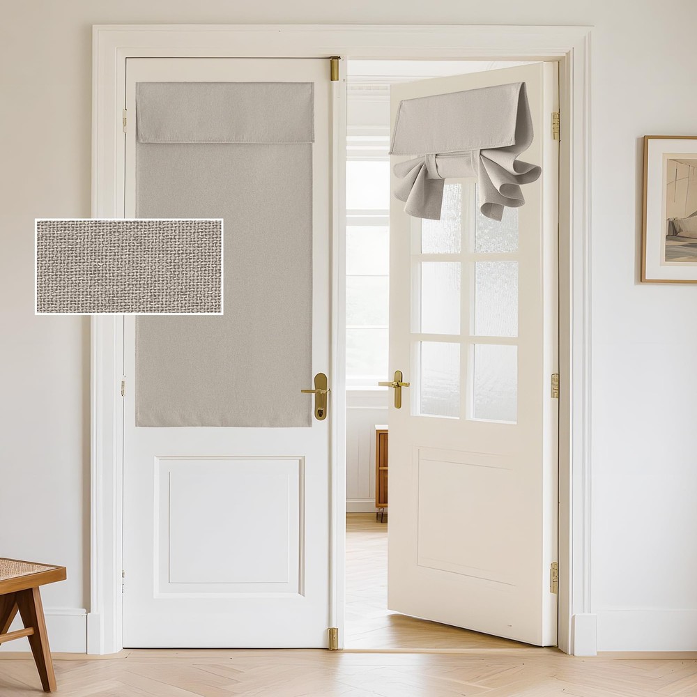 100% Blackout Linen Curtains for French Doors - Tricia Room Darkening Panel