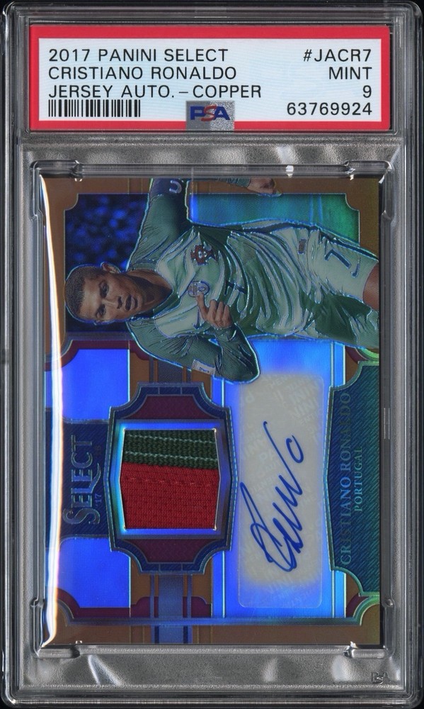 2017 Select Cristiano Ronaldo Jersey Auto Copper Prizm  /16 PSA 9 MINT Pop 1