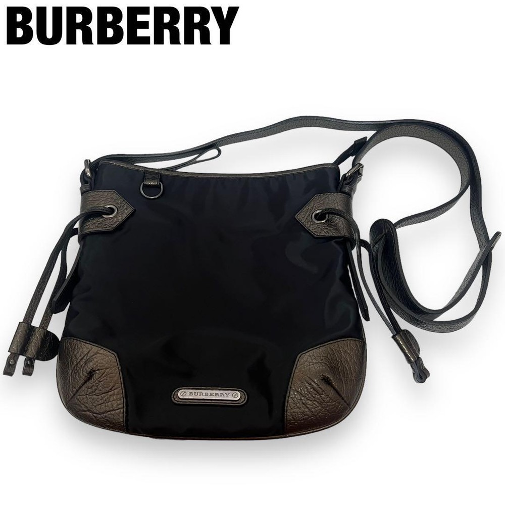 Burberry Shoulder Bag Nova Check Leather Black Authentic F1204237