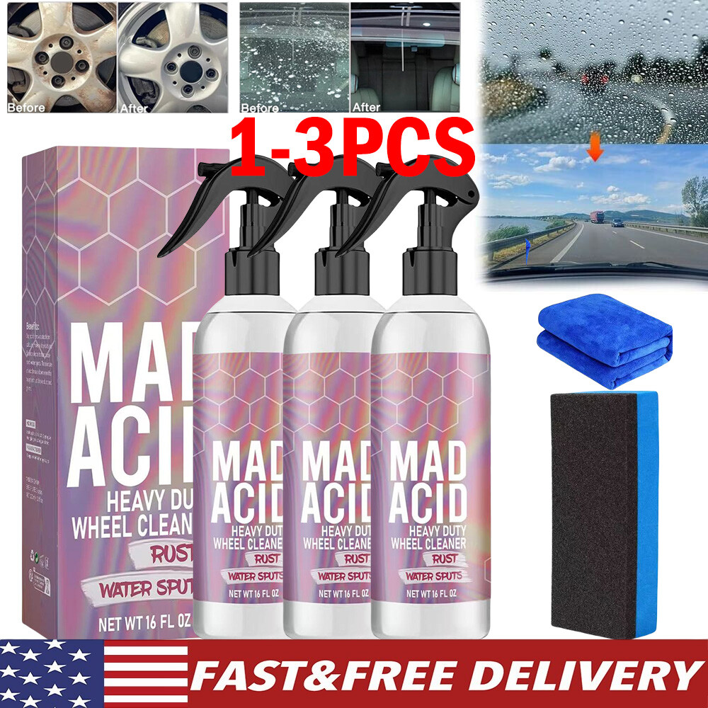 Mad Acid- Glass Cleaner, Heavy-Duty Wheel Cleaner, Water Spot Remover for Cars