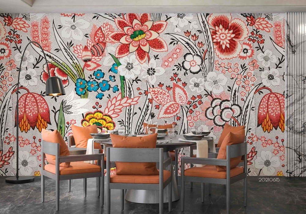 3D Flowers Flora Watercolor Pattern Wall Murals Wallpaper Murals Wall Sticker 2