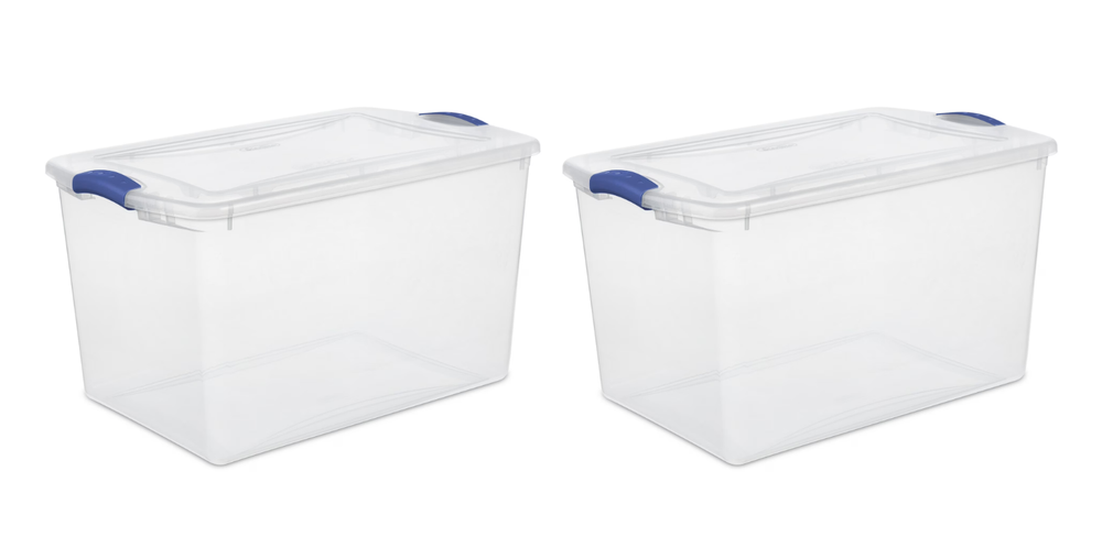 (2 Pack)  Large Storage Bin, 66 Quart Clear Plastic Storage Container with Latch
