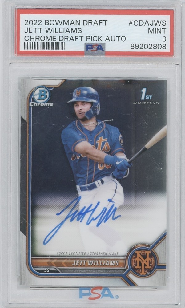 2022 Bowman Chrome Jett Williams Draft Pick Autograph RC CDA-JWS