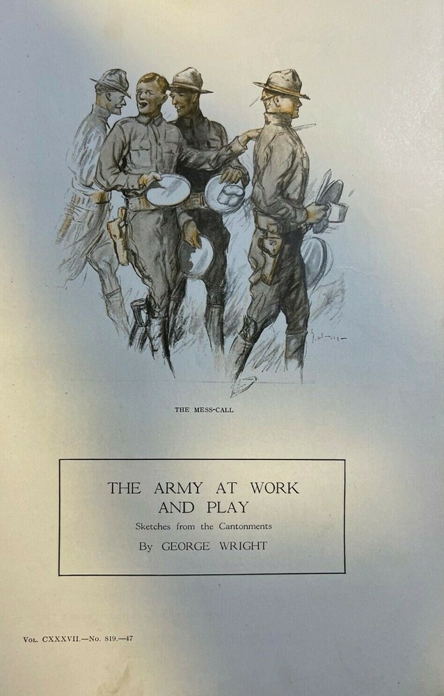 1918 George Wright Illustrations of American Army At Work and Play World War I