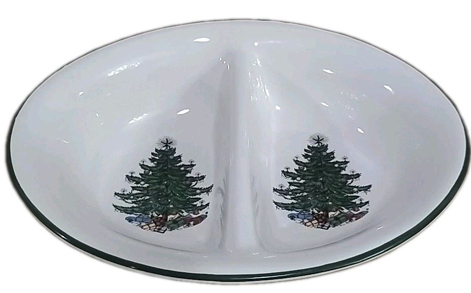 Vintage Cuthbertson Narrow Green Band Collection Divided Bowl Christmas Tree *8F